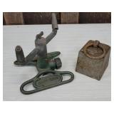 Rain King lawn sprinkler and horse tie down