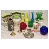 Vases, candle holders, creamers, canister, etc