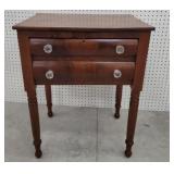 Early 2 drawer stand turned legs, drawers are