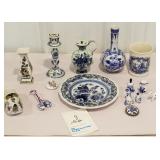 Delft vases, shoes, plate, cup, etc