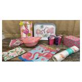 Flamingo decor - jewelry box, bath mat, flag,