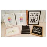 Wooden picture frames with sayings, pictures of