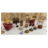 Box of doll furniture & cast stove(broken)