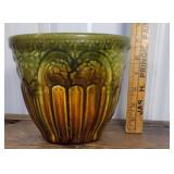 Green jardinier pottery pot
