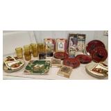 Tub of country lodging, shower curtain,