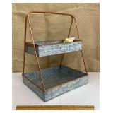 Galvanized & copper colored 2-tier stand