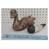 2 carved birds - the small ones beak is damaged