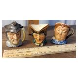 3 small Toby mugs - Royal Doulton - gladiator,