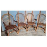 4 oak spindle back chairs - Windsor style