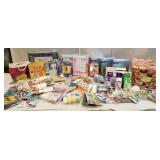 Tub of crafts, flower pot kit, scissors, decals,