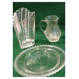Clear glass, vase, plates, bowl , etc