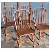 Set of 4 solid spindle back chairs - nice