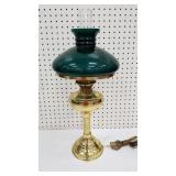 Brass lamp with green shade