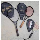 3 tennis rackets