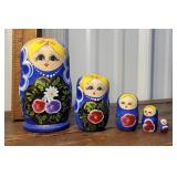 Stacking Russian dolls - set of 5 - purple