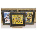 3 whimsical framed prints - families & Christmas