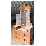 Victorian Walnut step down marble top dresser