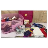 Pink tub of fabric & crafts