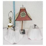 Lamps and shades , milk glass lamp