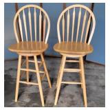 Pair of tall swivel bar stools 30" tall at seat