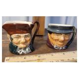 2 small Toby mugs - Royal Doulton - old Charlie &