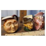3 small Toby mugs - Royal Doulton & occupied