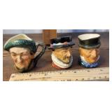 3 small Toby mugs - Royal Doulton -