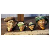 4 small Toby mugs - Royal Doulton