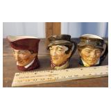 3 small Toby mugs - Royal Doulton -