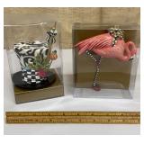 2 MacKenzie-Childs ornaments - top hat & flamingo