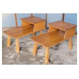 Pair of solid oak stepdown stands