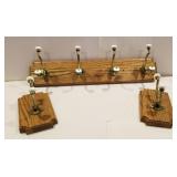 3 coat hooks W/white porcelain knobs
