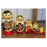 6 wooden stacking Russian dolls