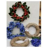 4 wreathes - apple, flowers, rope