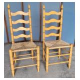 Pair of 43" tall back ladder back chairs -