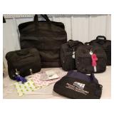 Beautiful luggage with wheels, cosmetic bags,