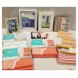 Shower curtains, tablecloth, wooden sayings