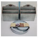 2 Tier galvanized tray, & 2 galvanized wall
