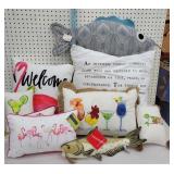 NEW Pillows (9). Fun fish flamingos and cocktails