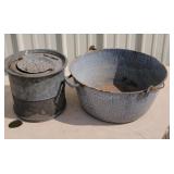 Enamel pot and minnow bucket