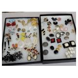 2 cases costume jewelry clip on earrings