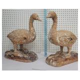 Pair of HEAVY carved wood ducks - Large