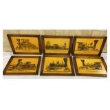 6 locomotive prints on board approx 12"x16" - in