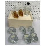 Wooden box w/candleholders and a rabbit candy