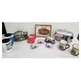Lot of campers items, cups, a little metal