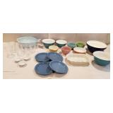 Bowls of all sizes, glasses, plates, fish bowl,