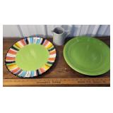 2 large bistro platters & milk pitcher