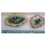 2 majolica leaf plates