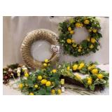 Hampton wreath, lemon wreaths, stems of lemons,