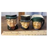 3 small Toby mugs - Royal Doulton -
